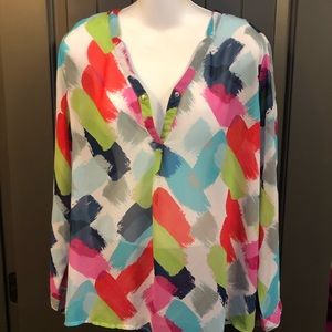 Liz Claiborne Sheer Blouse w/Snap front. Size PXL